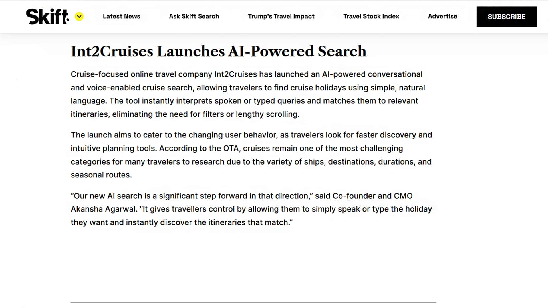 Int2Cruises Launches AI-Powered Search